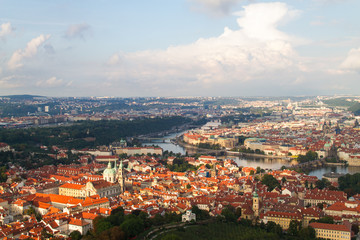 Fototapeta na wymiar Prague city panorama, Czech Republic. Aerial view