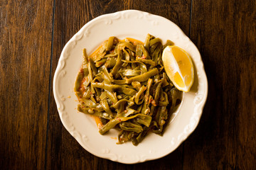 Turkish Food Green Beans with Olive Oil / Zeytinyagli Fasulye.