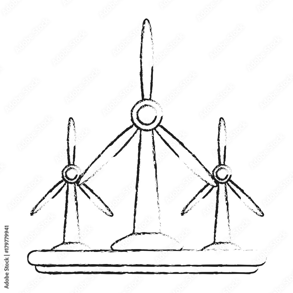 Poster wind turbines energy icon vector illustration graphic design