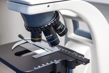 Close up of stereo microscope in the laboratory