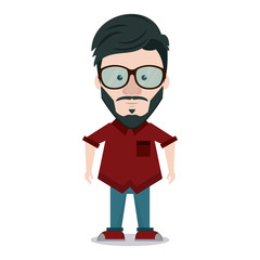 Hipster man cartoon icon vector illustration graphic design