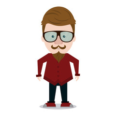 Hipster man cartoon icon vector illustration graphic design