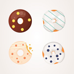Catoon donut with glaze vector illustration isolated.