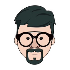 Hipster face cartoon icon vector illustration graphic design