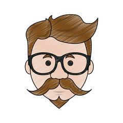 Hipster face cartoon icon vector illustration graphic design