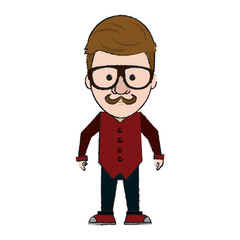 Hipster man cartoon icon vector illustration graphic design