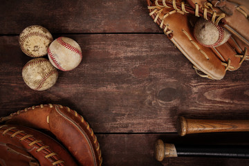 Old Vintage Baseball Background. Shallow focus