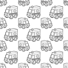 cute ambulance seamless pattern vector