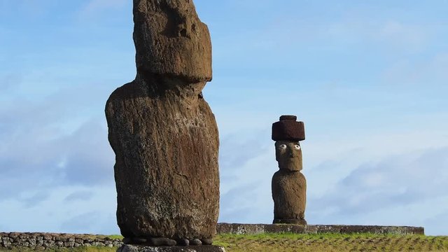 Moais in Tahai Archaeological Complex, Rapa Nui National Park, Easter Island, Chile