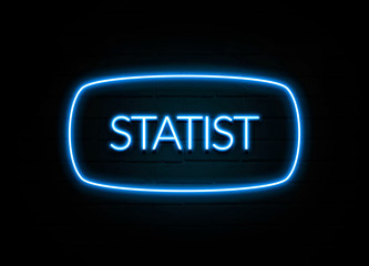 Statist  - colorful Neon Sign on brickwall