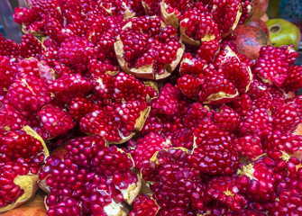 Lots of fresh splitted megranate