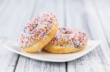 Donuts (fresh made; selective focus)