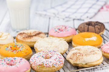 Donuts (fresh made; selective focus)