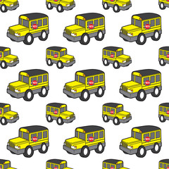 cute school bus seamless pattern vector cartoon