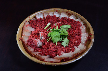 Taiwan's hakka  traditional cuisine - Braised pork with red yeast