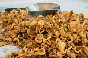 Crispy pork in Thailand street market