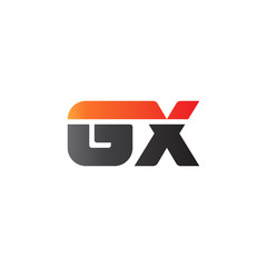 Fototapeta premium Initial letter GX, straight linked line bold logo, gradient fire red black colors