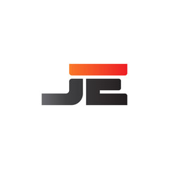 Initial letter JE, straight linked line bold logo, gradient fire red black colors