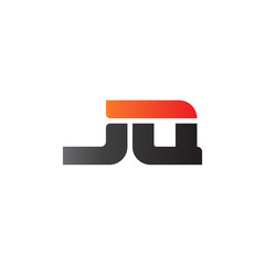 Initial letter JQ, straight linked line bold logo, gradient fire red black colors