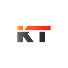 Initial letter KT, straight linked line bold logo, gradient fire red black colors