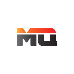 Initial letter MQ, straight linked line bold logo, gradient fire red black colors