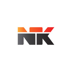 Initial letter NK, straight linked line bold logo, gradient fire red black colors