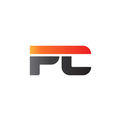 Initial letter PC, straight linked line bold logo, gradient fire red black colors