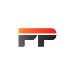 Fototapeta premium Initial letter PP, straight linked line bold logo, gradient fire red black colors