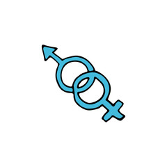 Sign man and woman cartoon hand drawn icon isolated on white background