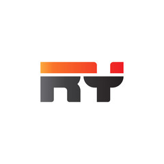 Initial letter RY, straight linked line bold logo, gradient fire red black colors