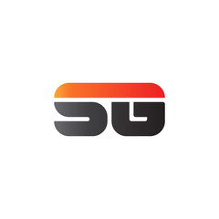 Initial letter SG, straight linked line bold logo, gradient fire red black colors