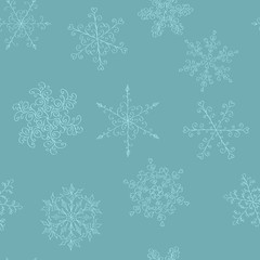 Seamless pattern of hand-drawn  snowflake 