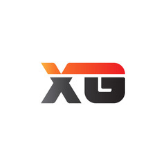 Initial letter XG, straight linked line bold logo, gradient fire red black colors