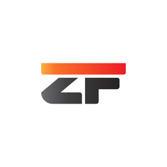 Initial letter ZF, straight linked line bold logo, gradient fire red black colors