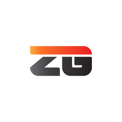 Initial letter ZG, straight linked line bold logo, gradient fire red black colors