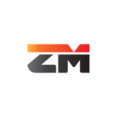 Initial letter ZM, straight linked line bold logo, gradient fire red black colors