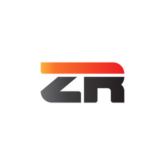 Initial letter ZR, straight linked line bold logo, gradient fire red black colors