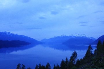 Misty cool mountainscape