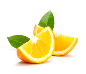 Orange fruit slice isolated on white background. Orange freshly on a white background.