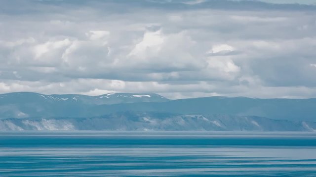 ProRes. Time lapse Clouds View Landscape. Siberia. Baikal lake shore.