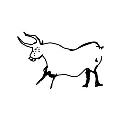 Obraz na płótnie Canvas cow hand drawn doodle sketch with black lines vector illustration isolated on white background