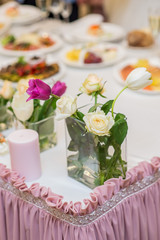 decorations on wedding tables flowers scenery