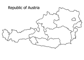 The Republic of Austria border on a white background circuit
