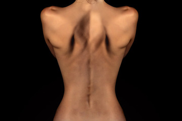 Girl with body isolated on black background