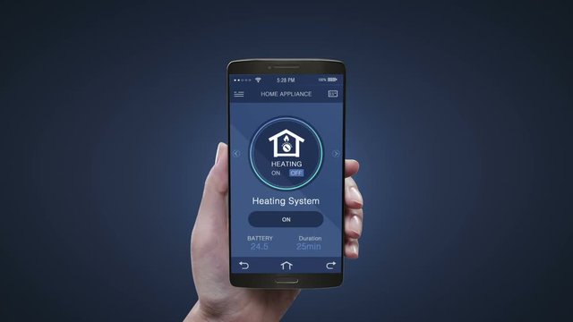 Touching Smart home appliances application in mobile, smart phone , Heating system energy saving efficiency control, internet of things.