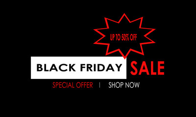 Black friday sale special offer discount up to 10% banner icon flyer isolated on black background