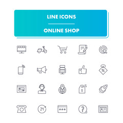  Line icons set. Online Shop