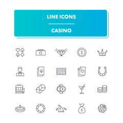  Line icons set. Casino
