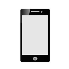 mock up phone black  smartphone with silver screen isolated on white background