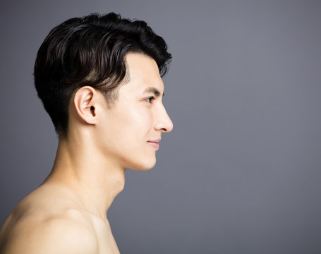 side view of Handsome young men face